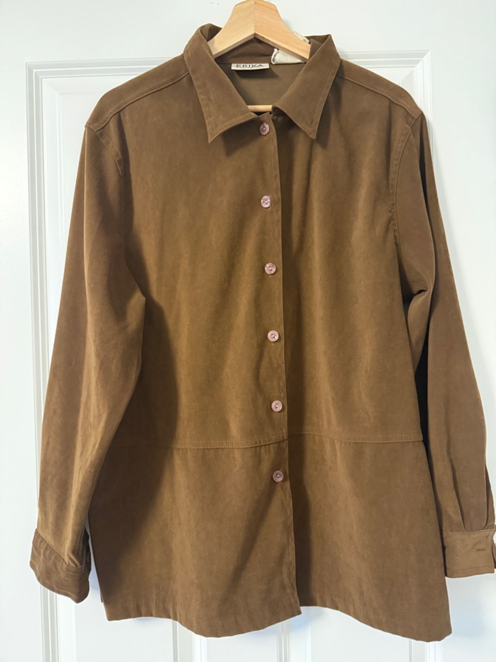 Vintage Brown Button-Front Shirt Jacket